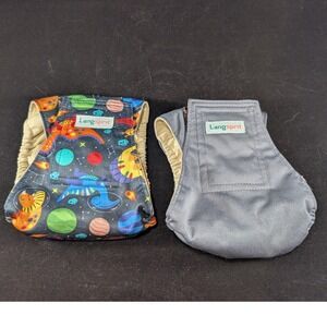 Langsprit Reusable Male Dog‎ Diapers Belly Bands Size S Space Dinosaur Grey 2pk